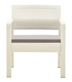 New 3-delige Loungeset met kussens kunststof wit Tuinmeubelen