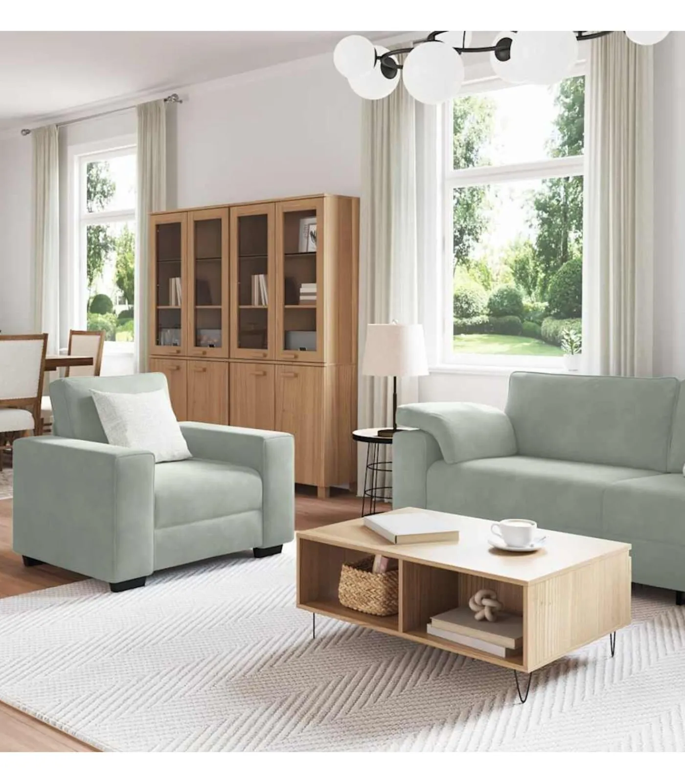 New 3-delige Loungeset met kussens fluweel lichtgrijs Zetels