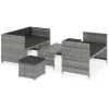 Online 5-delige Loungeset met kussens poly rattan grijs Tuinmeubelen
