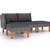 Hot 4-delige Loungeset met kussens poly rattan grijs Tuinmeubelen