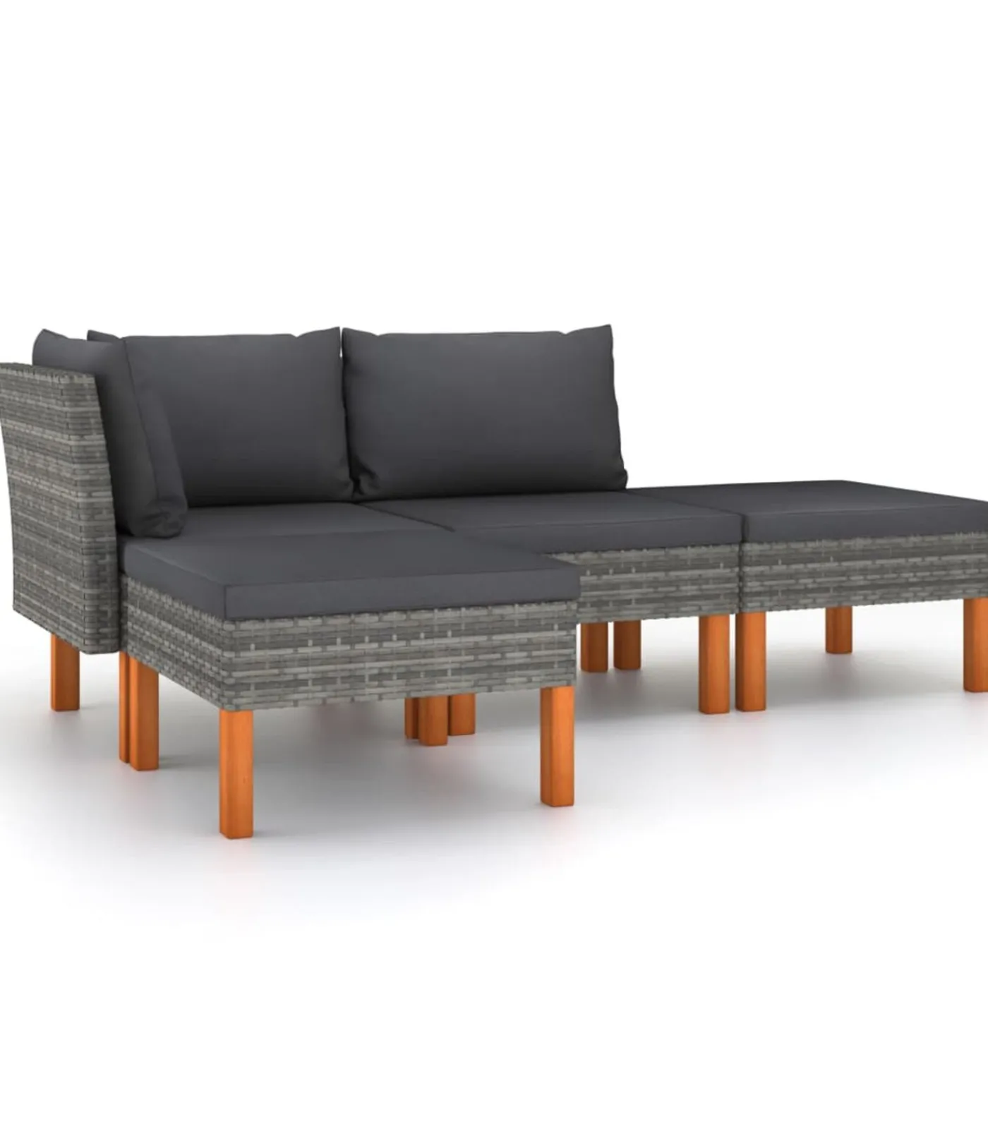Hot 4-delige Loungeset met kussens poly rattan grijs Tuinmeubelen