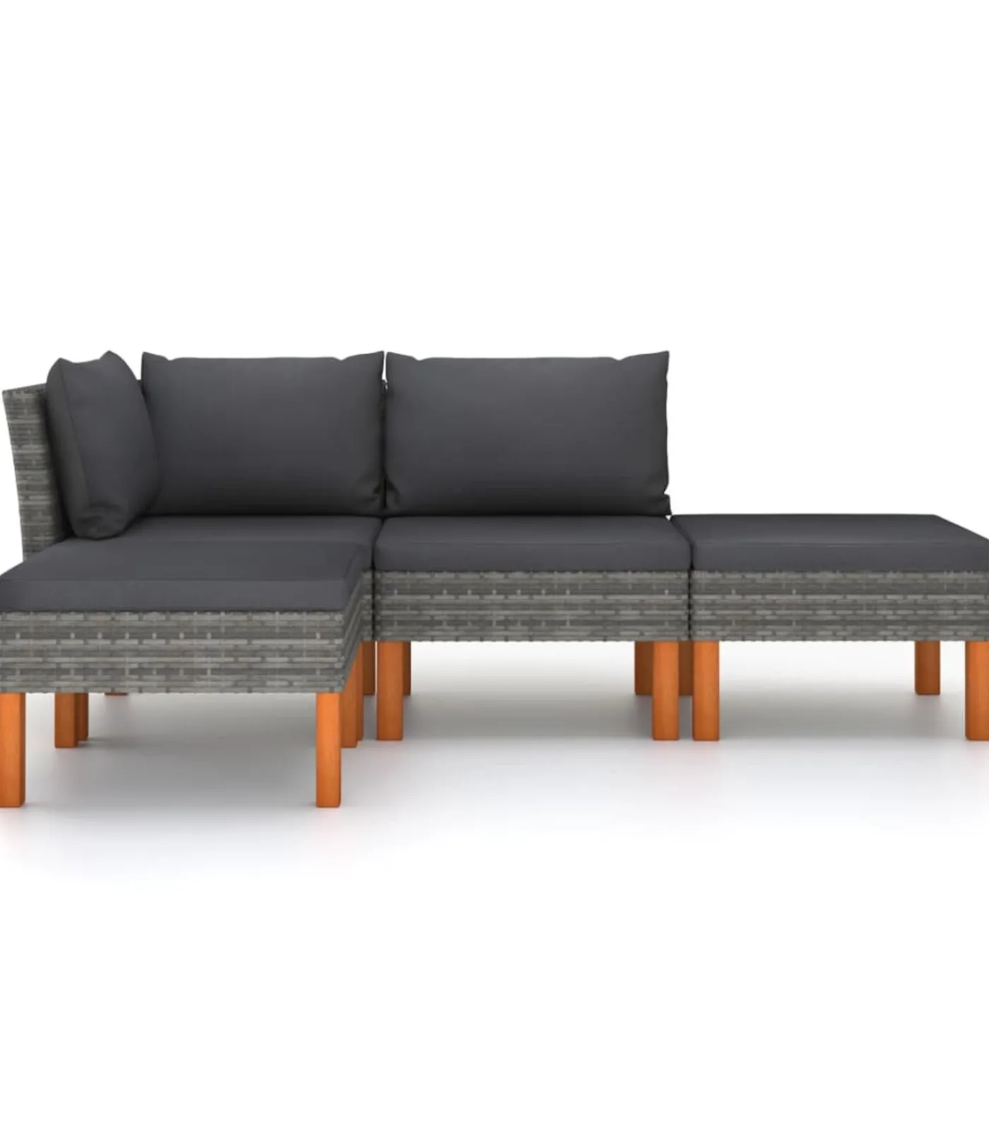 Hot 4-delige Loungeset met kussens poly rattan grijs Tuinmeubelen