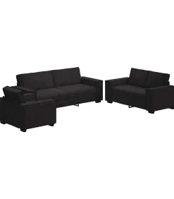New 3-delige Loungeset met kussens fluweel zwart Zetels