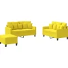 Online 3-delige Loungeset met kussens stof lichtgeel Zetels