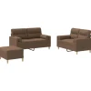 3-delige Loungeset met kussens stof bruin Zetels
