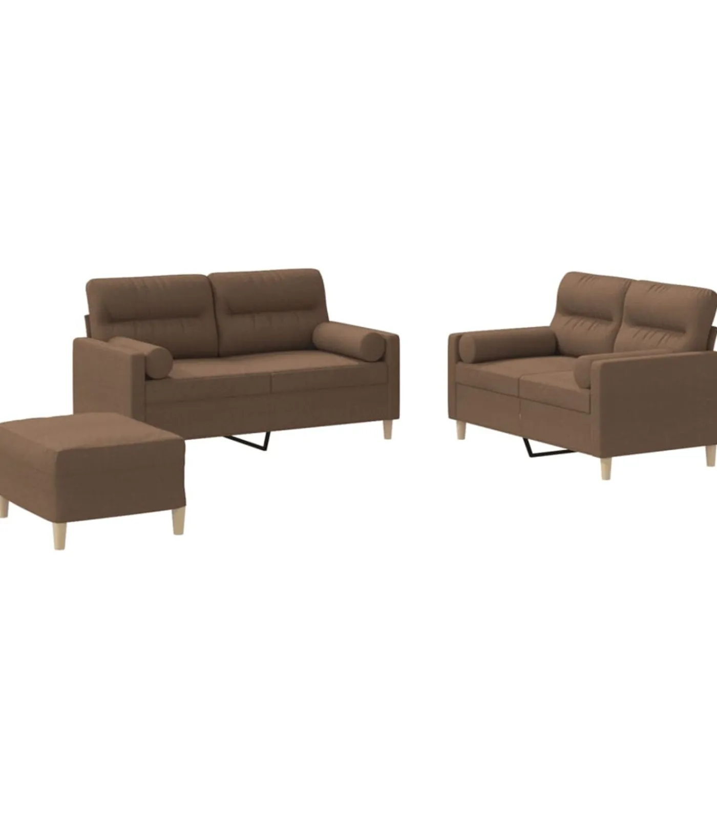 3-delige Loungeset met kussens stof bruin Zetels