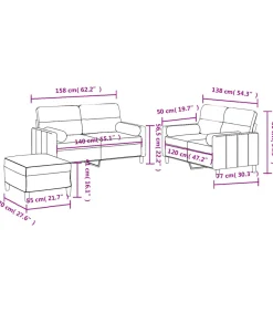 3-delige Loungeset met kussens stof bruin Zetels