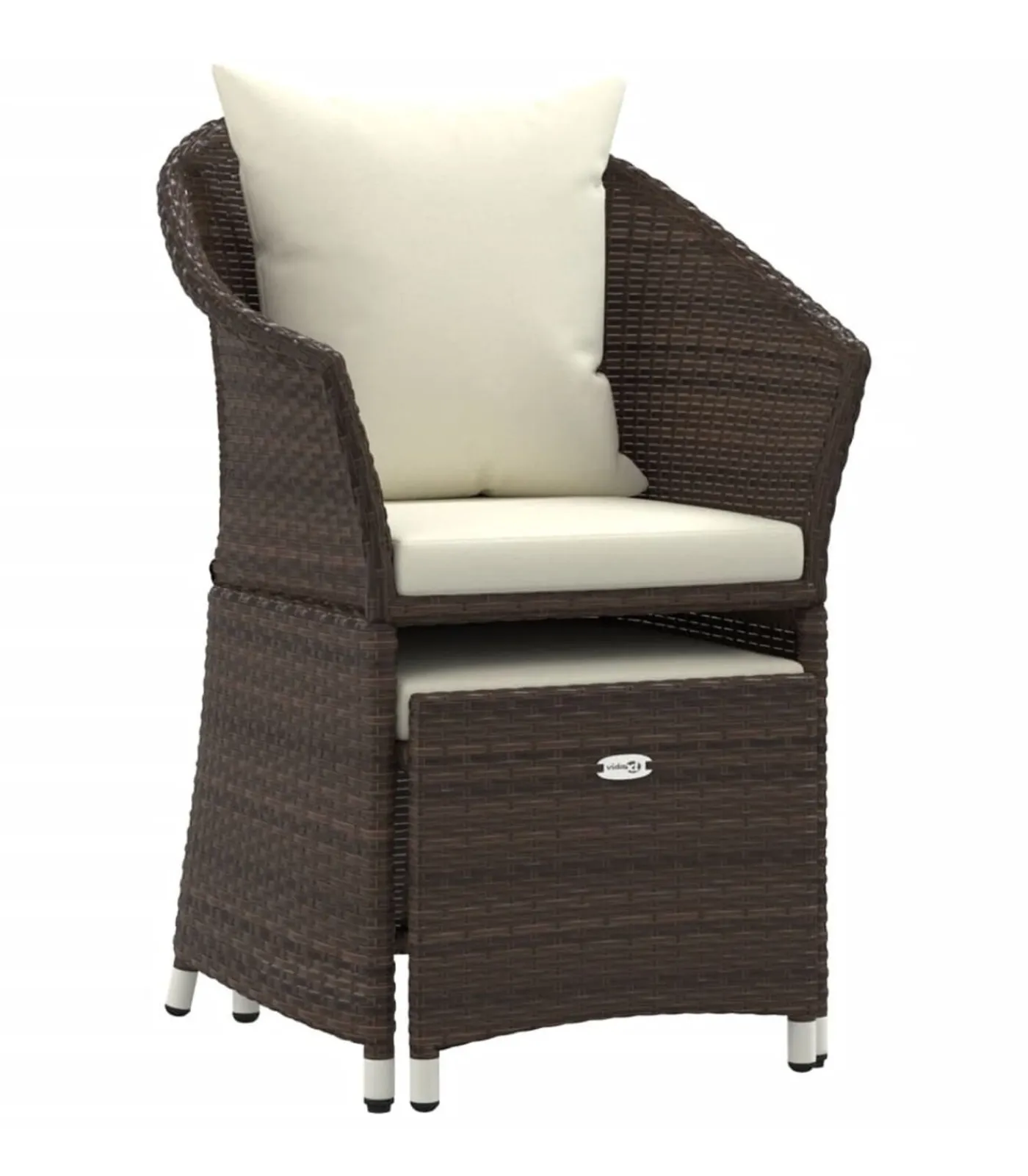 Discount 2-delige Loungeset met kussens poly rattan bruin Tuinmeubelen