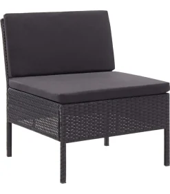 Online 3-delige Loungeset met kussens poly rattan zwart Tuinmeubelen