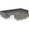 Best 14-delige Loungeset met kussens poly rattan grijs Tuinmeubelen
