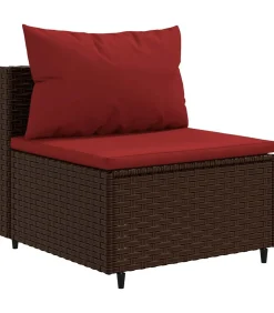7-delige Loungeset met kussens poly rattan bruin Tuinmeubelen