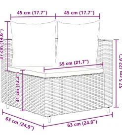 7-delige Loungeset met kussens poly rattan bruin Tuinmeubelen