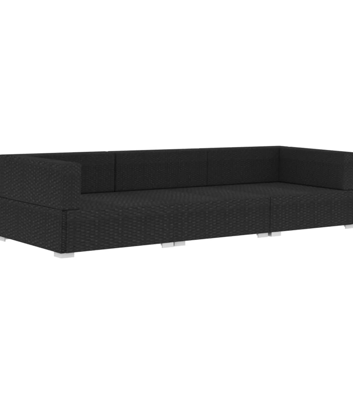 Discount 3-delige Loungeset met kussens poly rattan zwart Tuinmeubelen