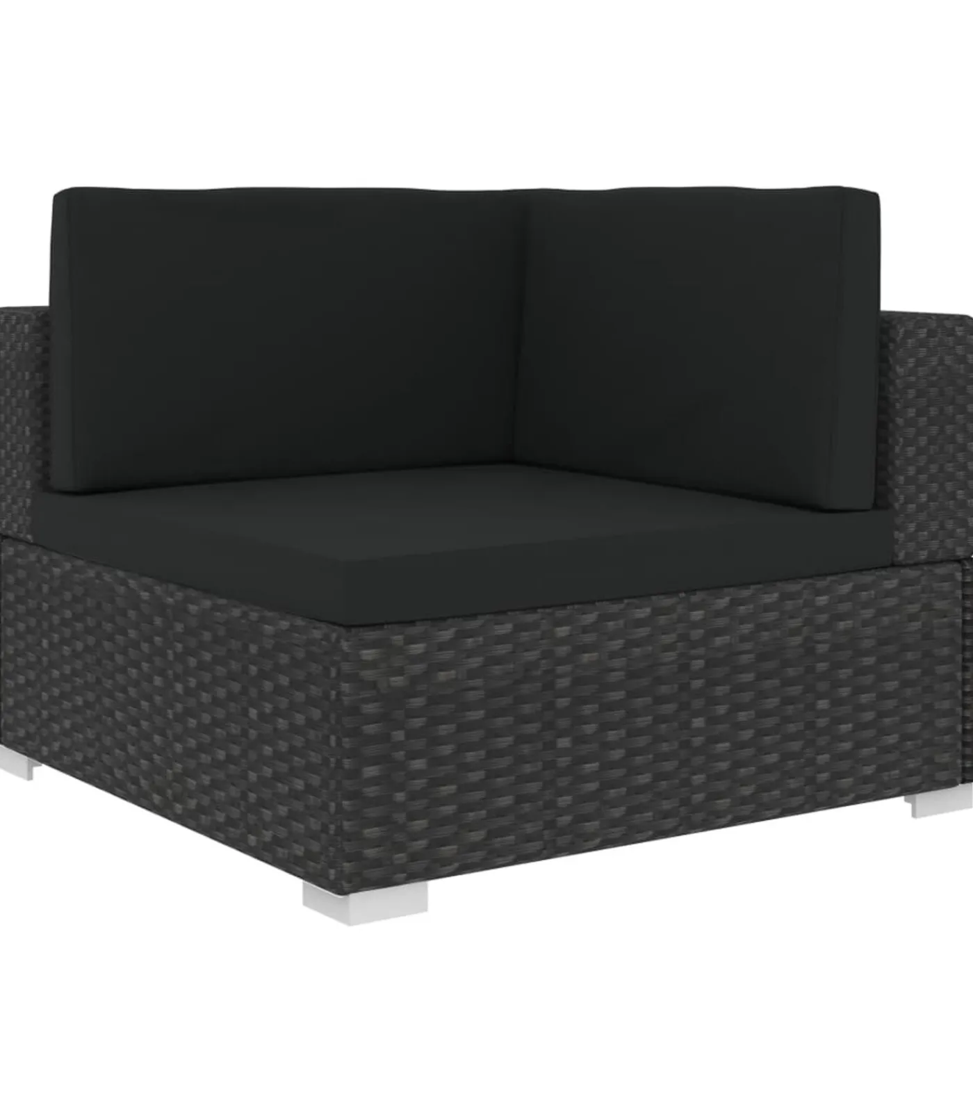 Discount 3-delige Loungeset met kussens poly rattan zwart Tuinmeubelen