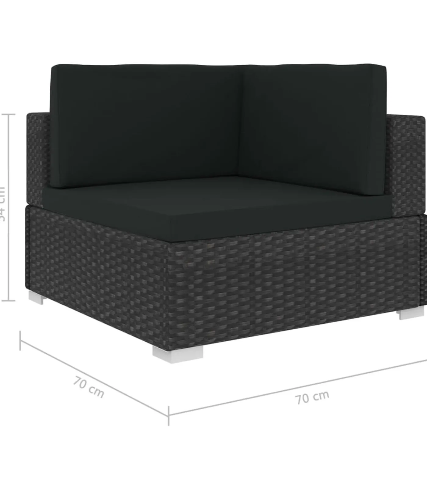 Discount 3-delige Loungeset met kussens poly rattan zwart Tuinmeubelen