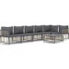 Clearance 7-delige Loungeset met kussens poly rattan antracietkleurig Tuinmeubelen