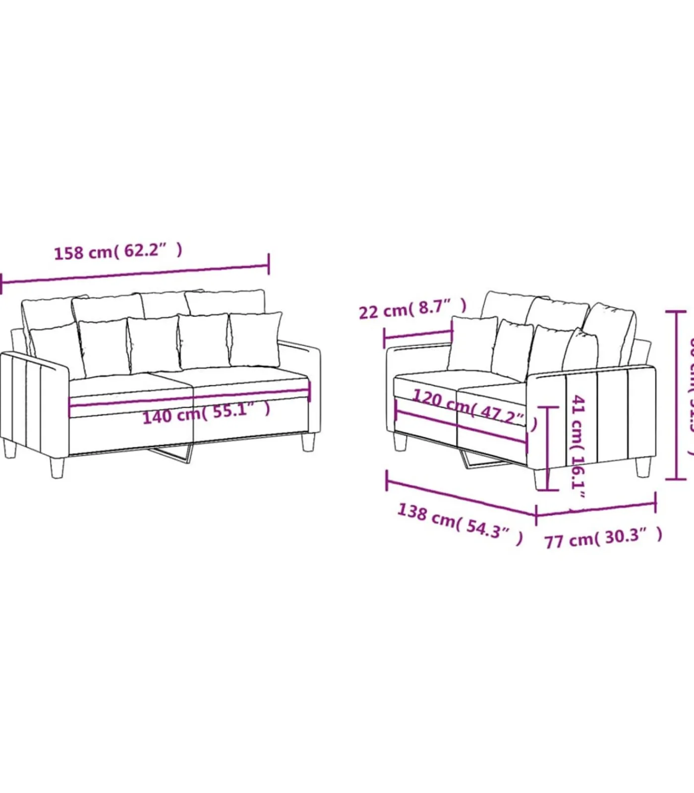 Hot 2-delige Loungeset met kussens stof wijnrood Zetels