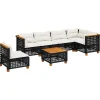 Outlet 7-delige Loungeset met kussens poly rattan zwart Tuinmeubelen