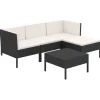 Hot 5-delige Loungeset met kussens poly rattan zwart Tuinmeubelen