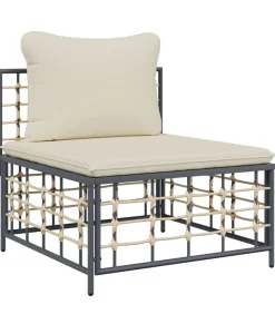 Hot 5-delige Loungeset met kussens poly rattan antracietkleurig Tuinmeubelen