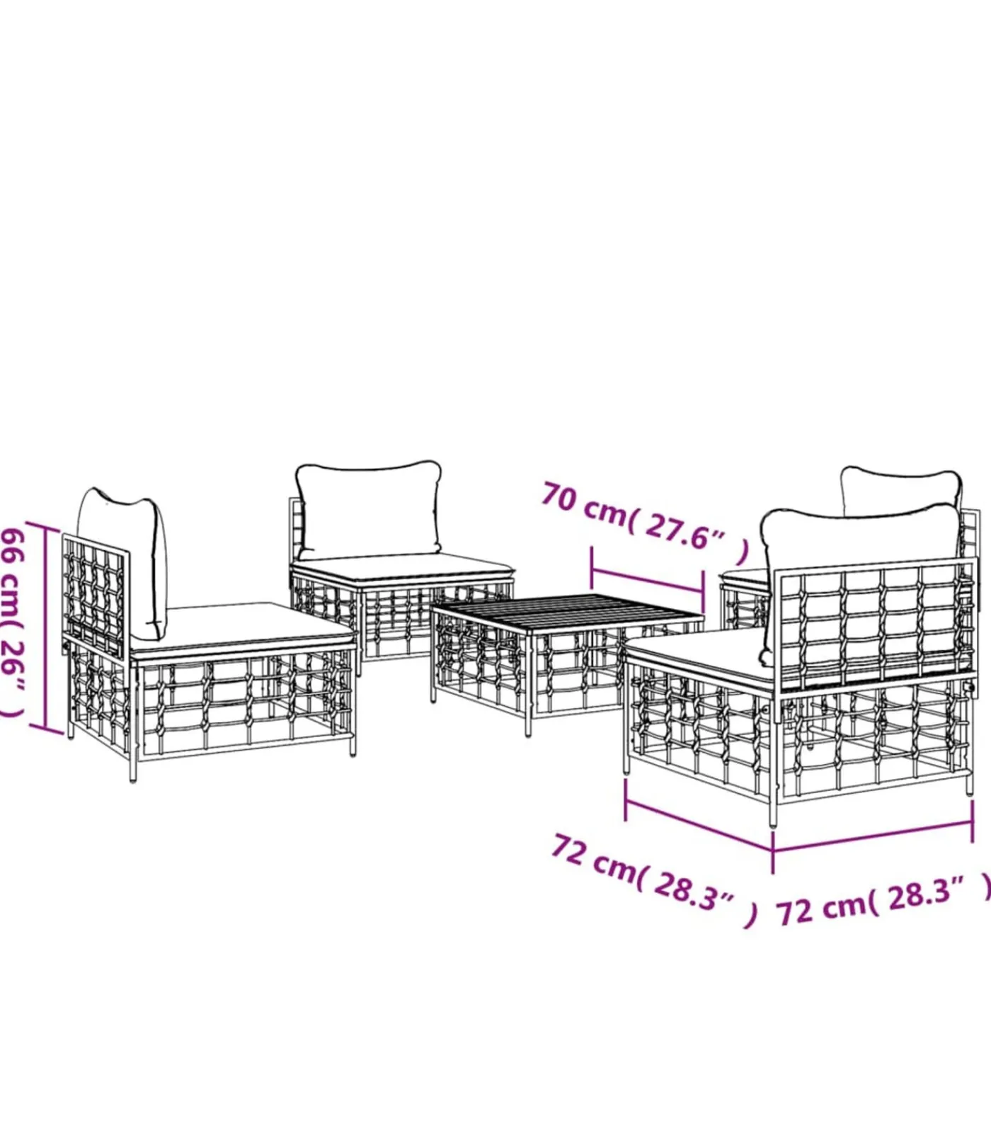 Hot 5-delige Loungeset met kussens poly rattan antracietkleurig Tuinmeubelen