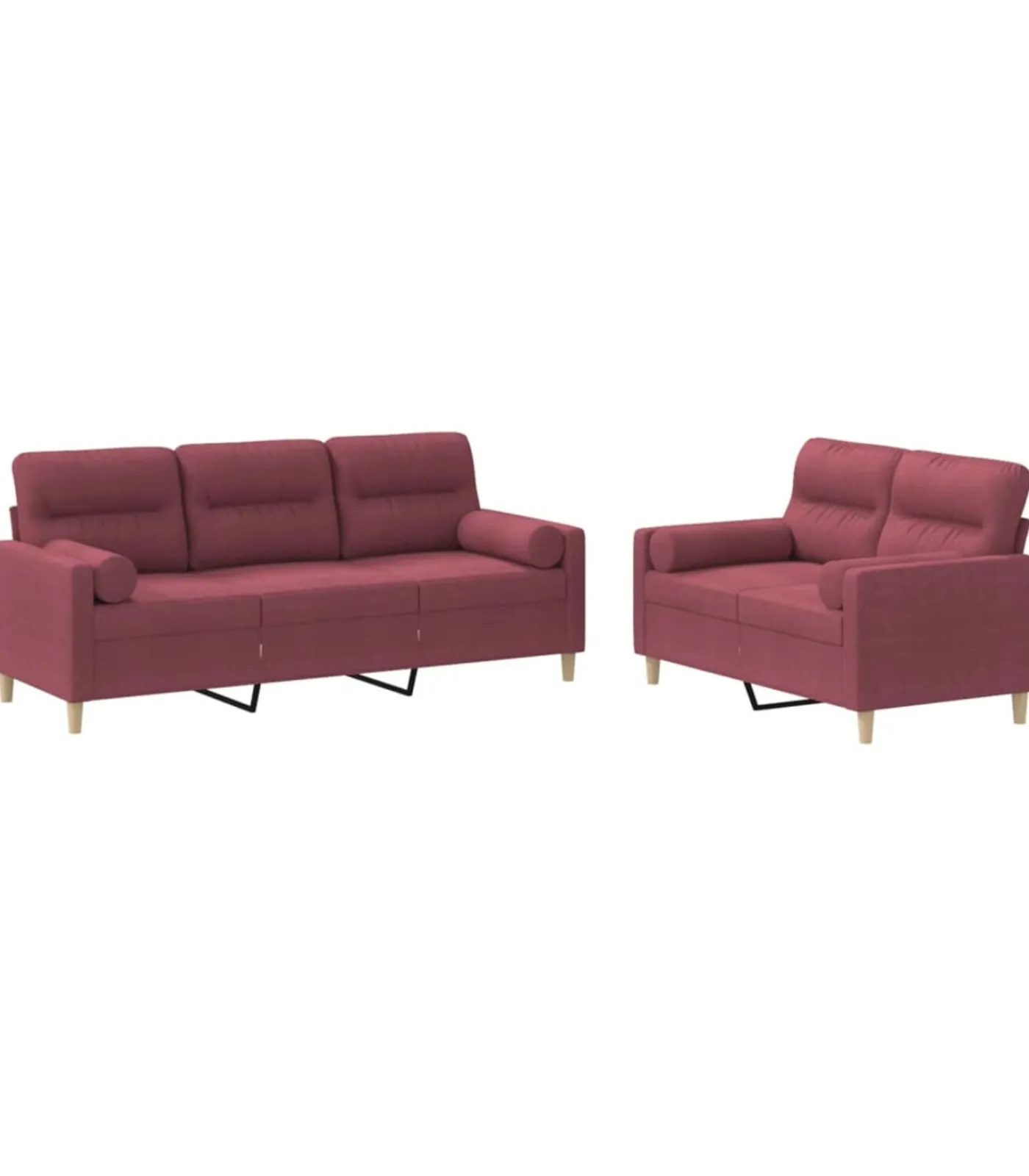 Discount 2-delige Loungeset met kussens stof wijnrood Zetels