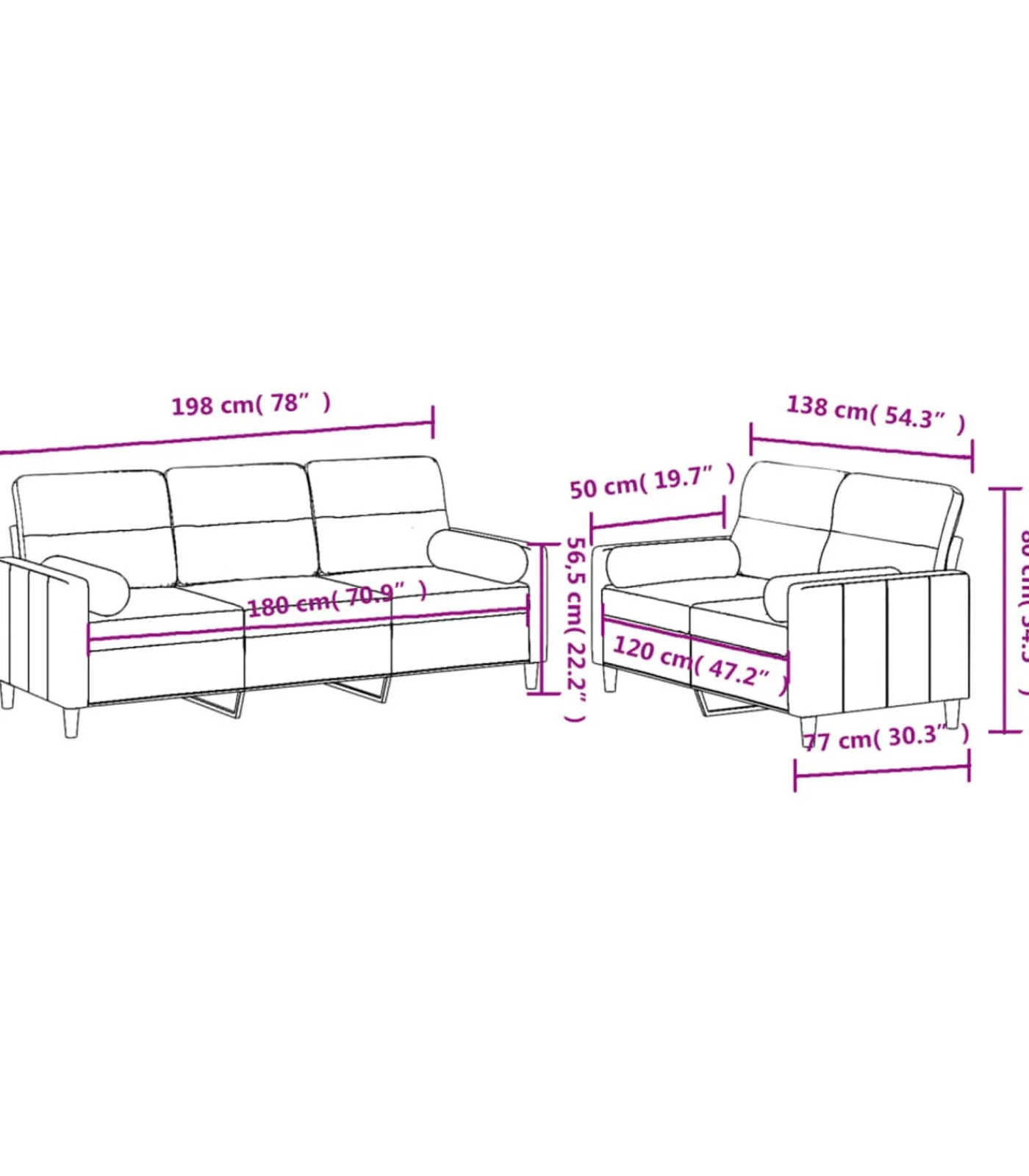 Discount 2-delige Loungeset met kussens stof wijnrood Zetels