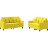Clearance 2-delige Loungeset met kussens stof lichtgeel Zetels