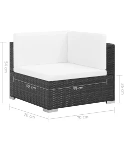 Online 7-delige Loungeset met kussens poly rattan zwart Tuinmeubelen