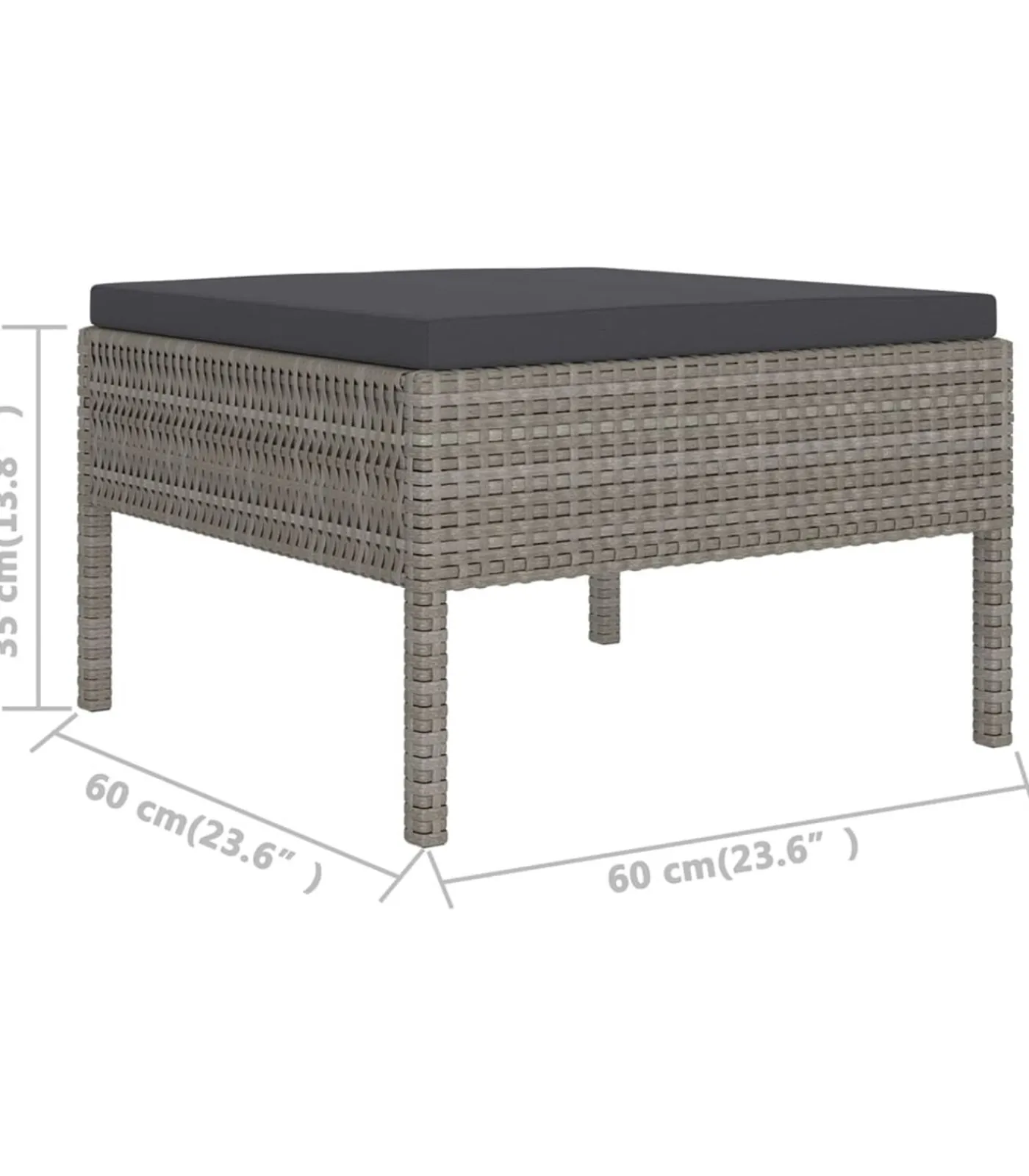 Clearance 11-delige Loungeset met kussens poly rattan grijs Tuinmeubelen