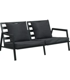 Hot 4-delige Loungeset met kussens aluminium donkergrijs Tuinmeubelen