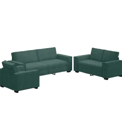 Clearance 3-delige Loungeset met kussens fluweel donkergroen Zetels