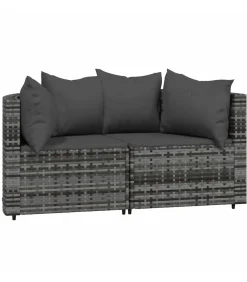 Clearance 3-delige Loungeset met kussens poly rattan grijs Tuinmeubelen