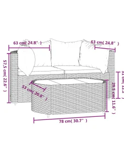 Clearance 3-delige Loungeset met kussens poly rattan grijs Tuinmeubelen