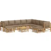 Best 11-delige Loungeset met kussens bamboe taupe Tuinmeubelen