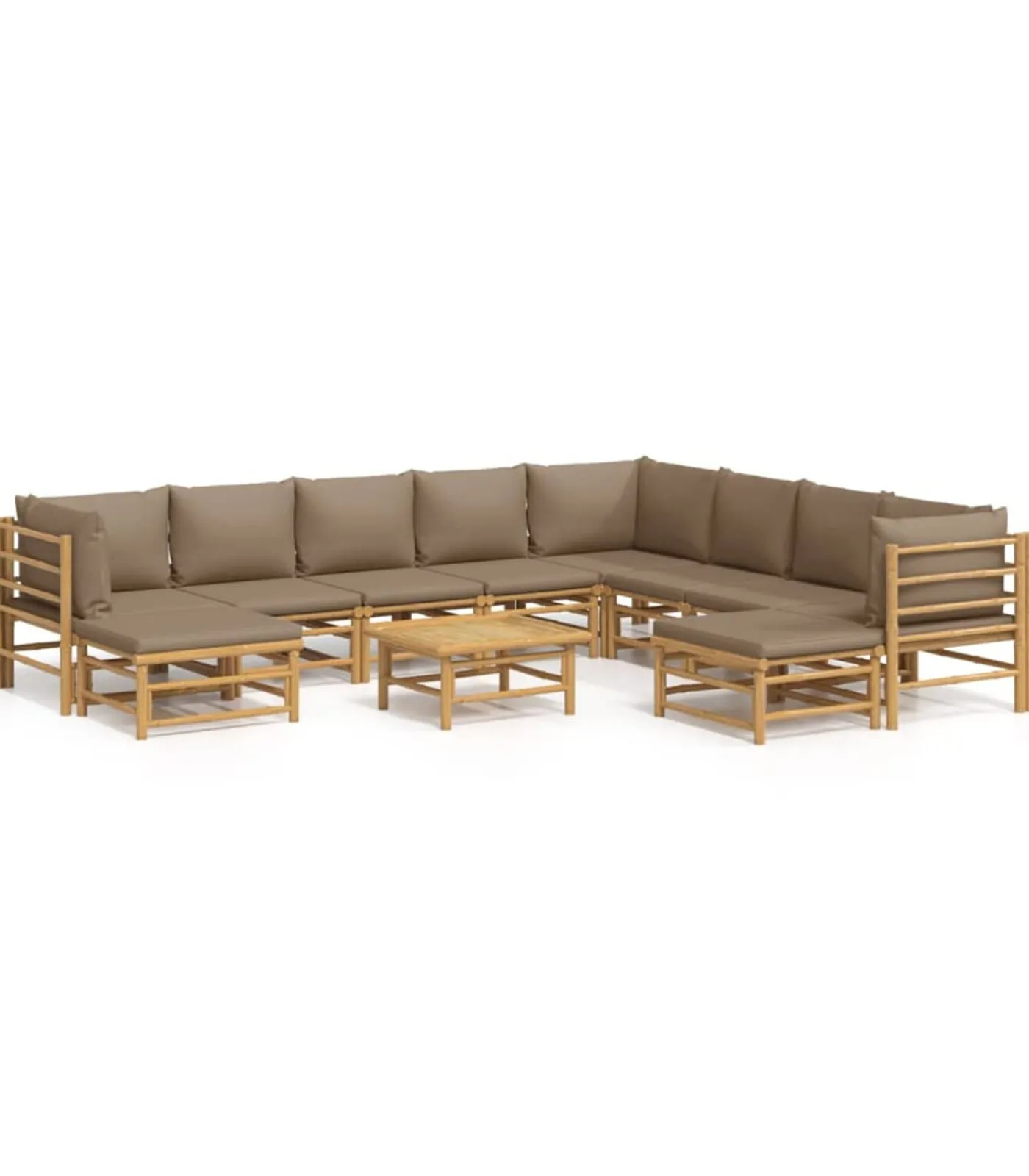 Best 11-delige Loungeset met kussens bamboe taupe Tuinmeubelen