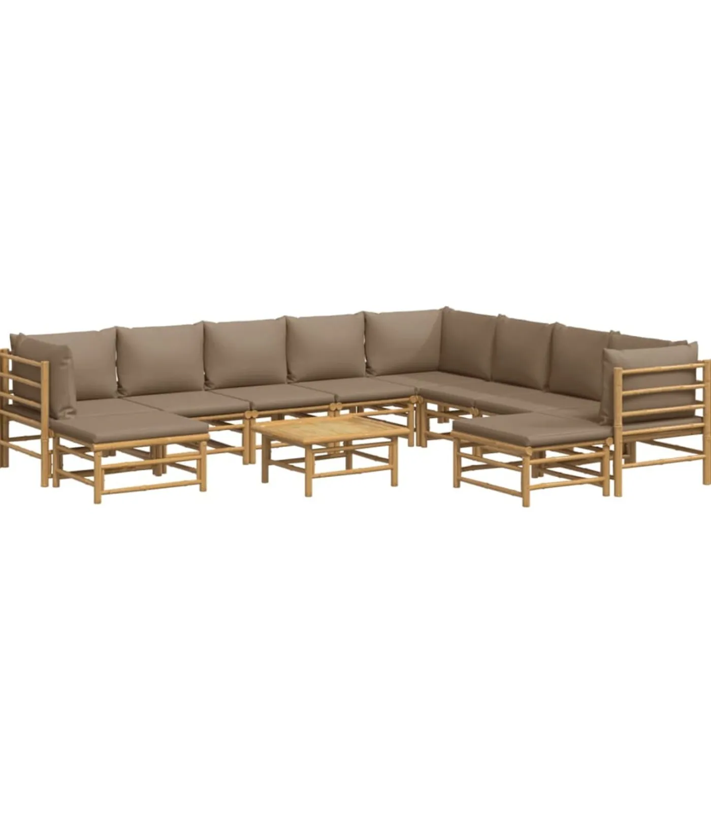 Best 11-delige Loungeset met kussens bamboe taupe Tuinmeubelen