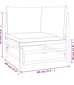 Best 11-delige Loungeset met kussens bamboe taupe Tuinmeubelen