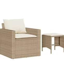 Hot 4-delige Loungeset met kussens poly rattan beige Tuinmeubelen