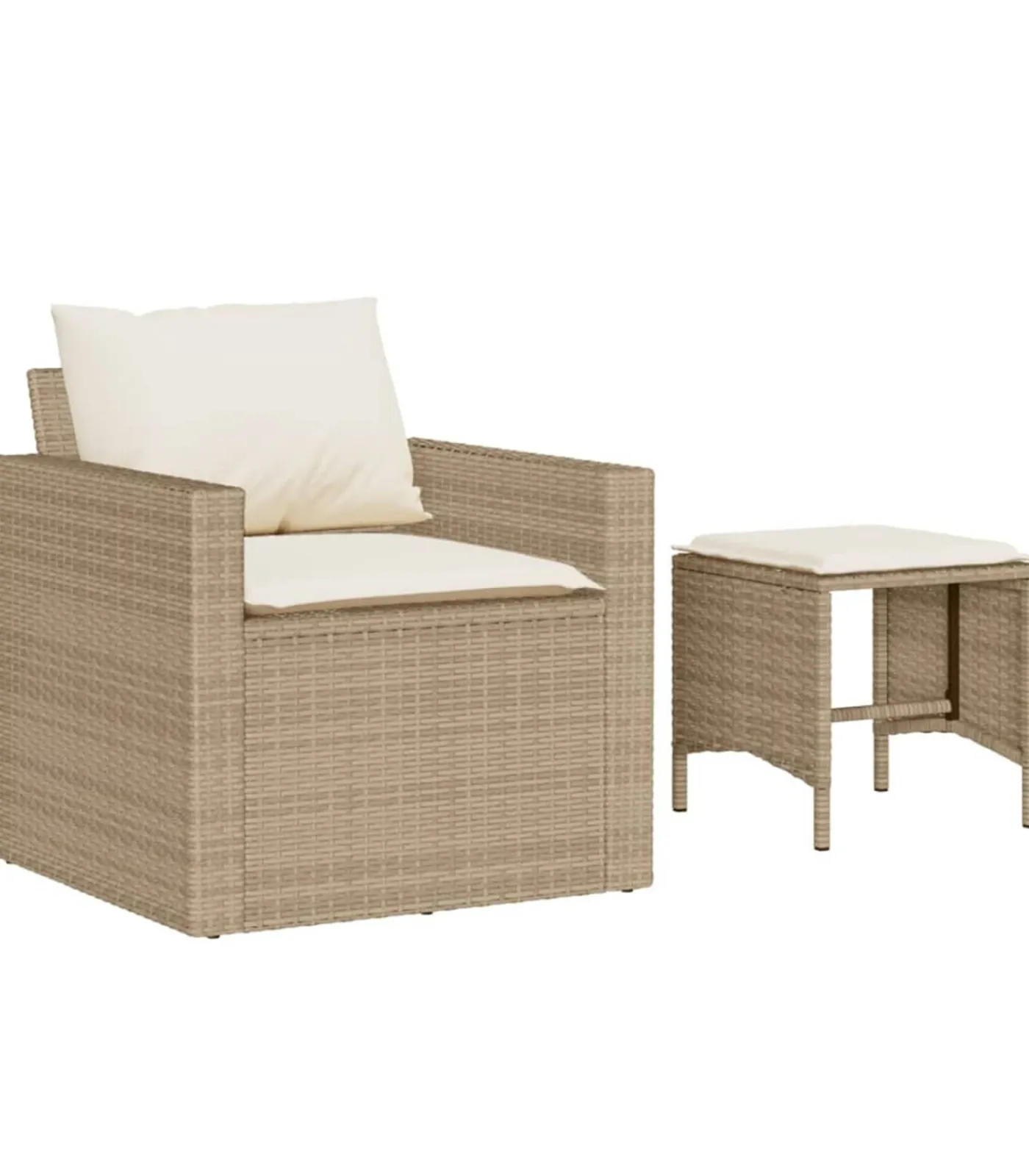 Hot 4-delige Loungeset met kussens poly rattan beige Tuinmeubelen