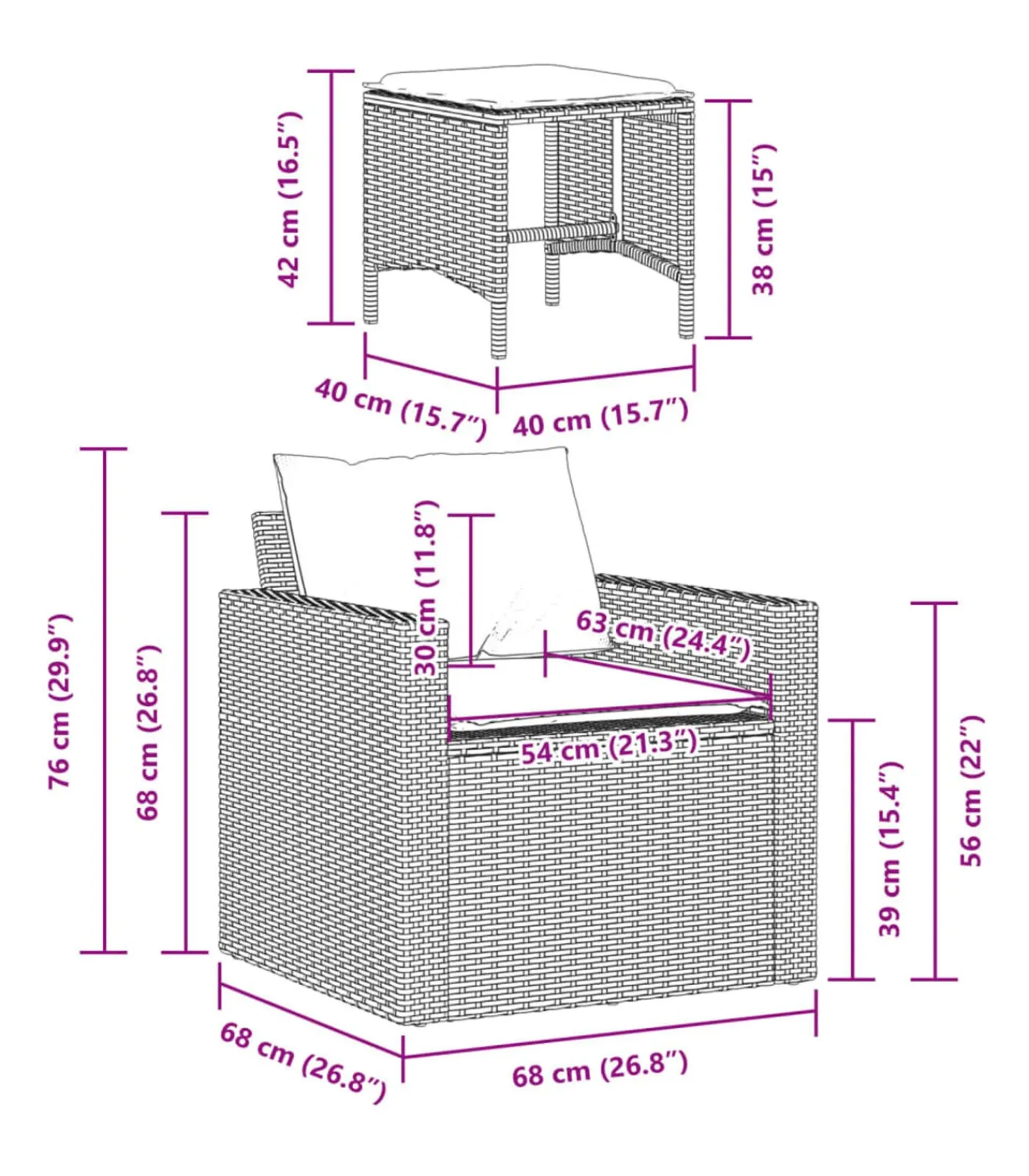 Hot 4-delige Loungeset met kussens poly rattan beige Tuinmeubelen
