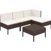Hot 5-delige Loungeset met kussens poly rattan bruin Tuinmeubelen