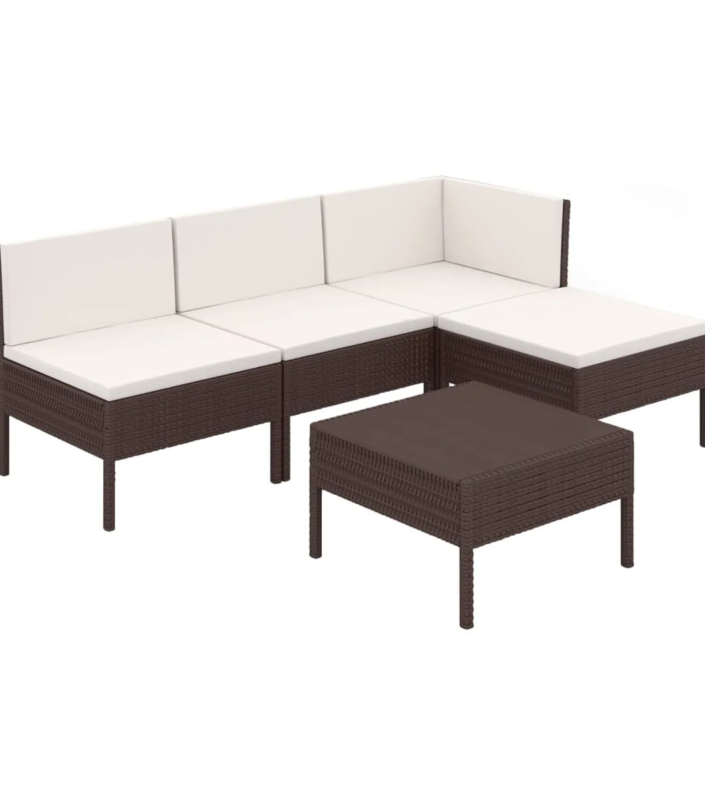 Hot 5-delige Loungeset met kussens poly rattan bruin Tuinmeubelen