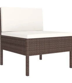 Hot 5-delige Loungeset met kussens poly rattan bruin Tuinmeubelen