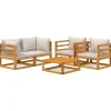 Clearance 5-delige Loungeset met lichtgrijze kussens massief hout Tuinmeubelen