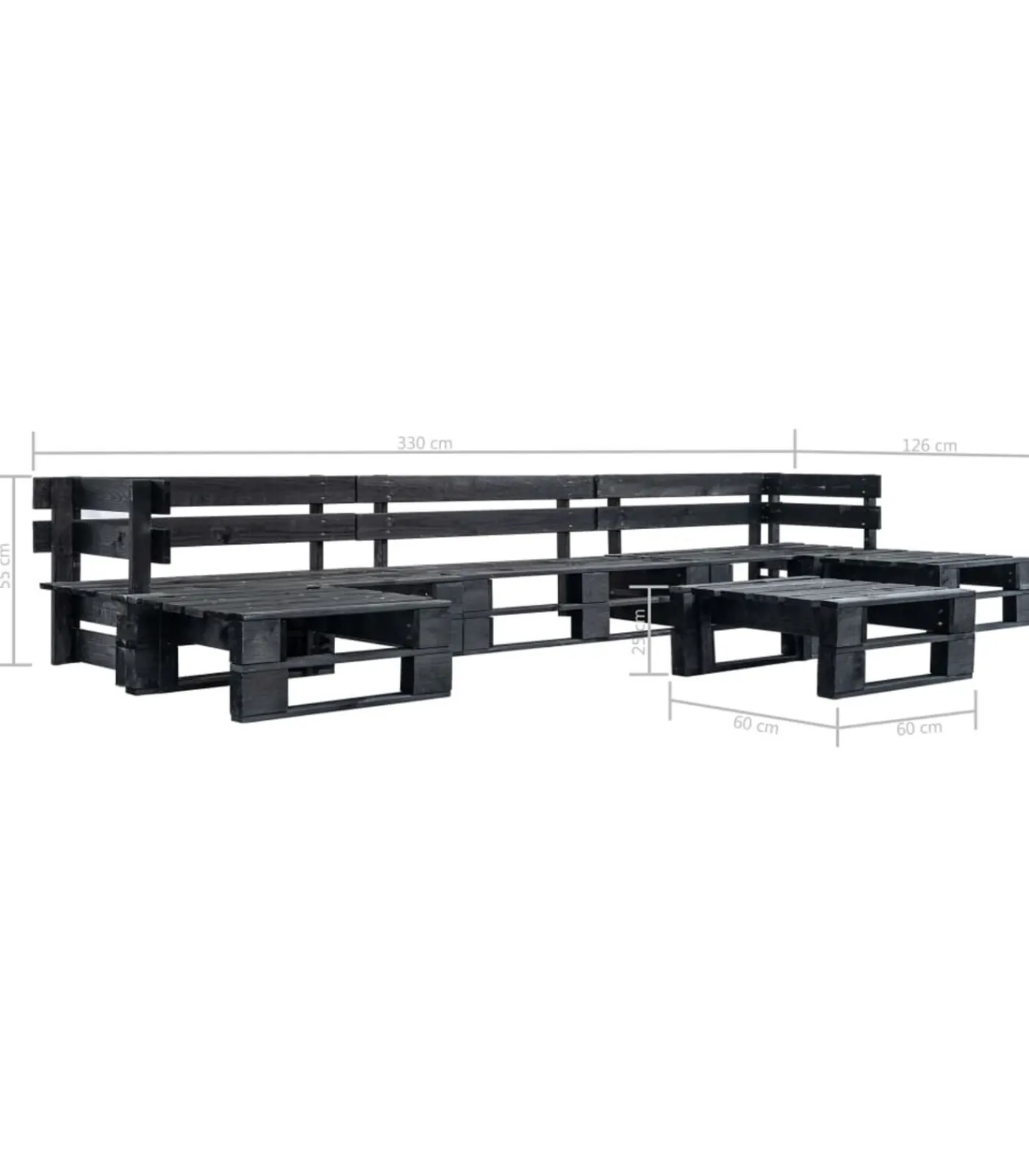 Online 6-delige Loungeset pallet hout zwart Tuinmeubelen