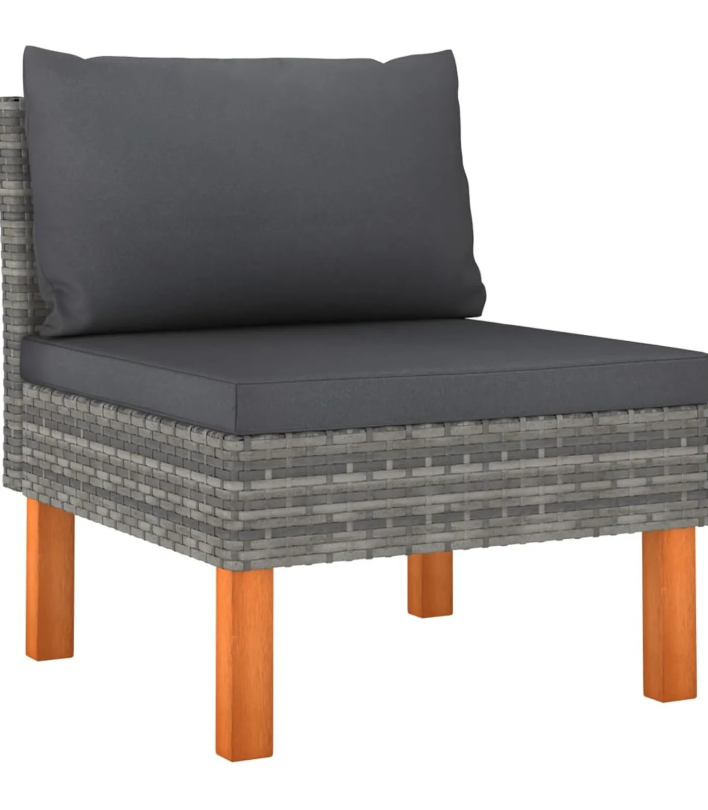 Outlet 10-delige Loungeset poly rattan en eucalyptushout grijs Tuinmeubelen