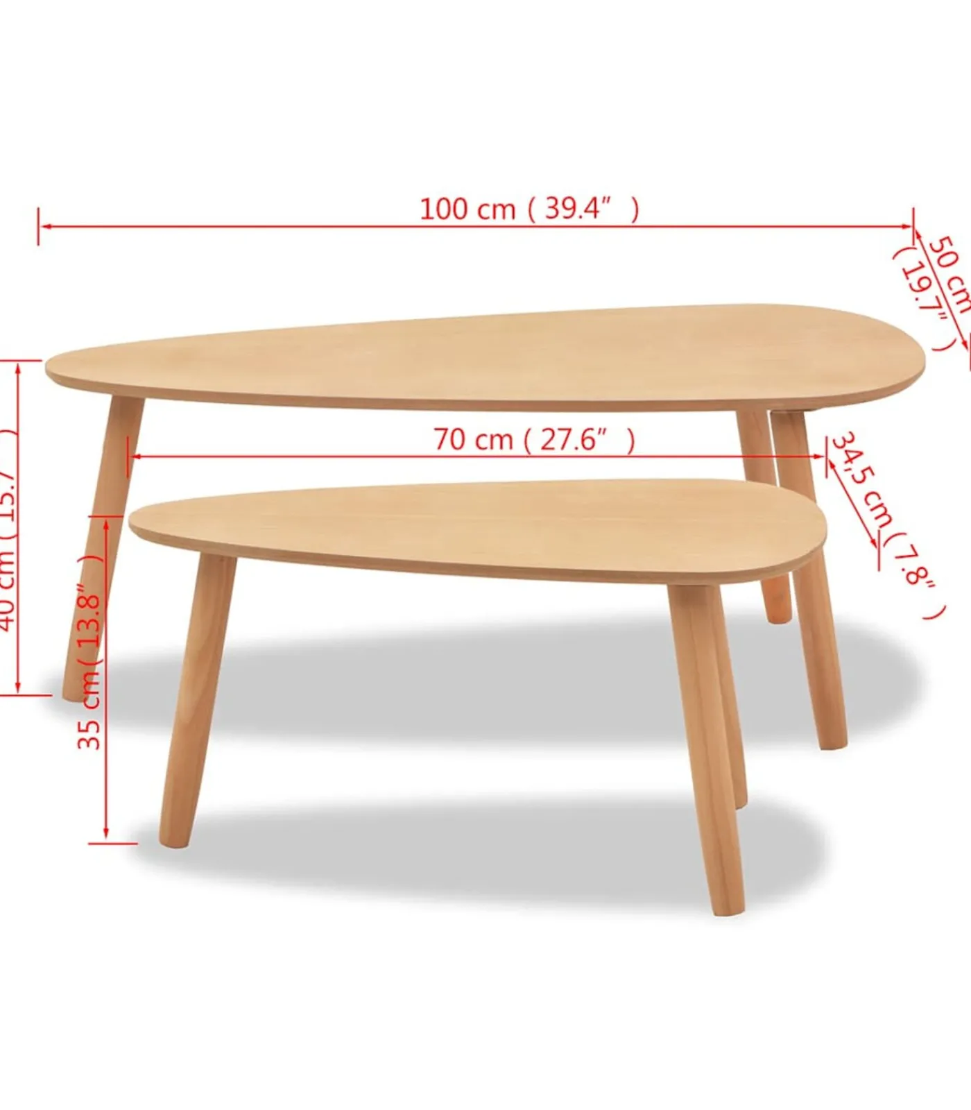 2-delige Salontafelset massief grenenhout bruin Tafels