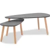 Clearance 2-delige Salontafelset massief grenenhout zwart Tafels