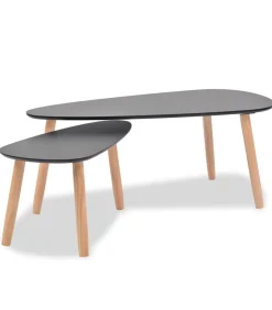 Clearance 2-delige Salontafelset massief grenenhout zwart Tafels